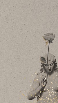 Greige textured iPhone wallpaper, Greek Goddess border