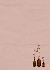 Flower vase border background, pink paper design