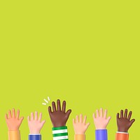 Diverse raised hands background, green design