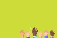 Diverse raised hands background, green design