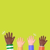 Diverse raised hands background, green design