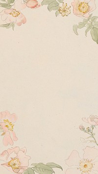 Vintage flower border iPhone wallpaper, beige design