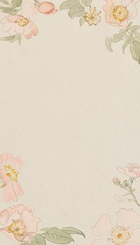 Vintage flower border iPhone wallpaper, beige design