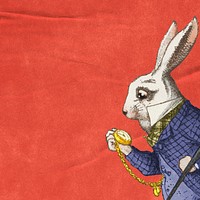 Vintage rabbit border background, red textured design