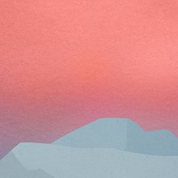 Pink gradient sky background, mountain border