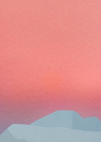 Pink gradient sky background, mountain border