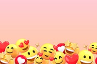 Love emoticons border background, pink gradient design