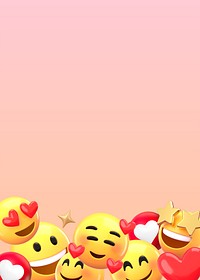 Love emoticons border background, pink gradient design