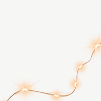 Fairy lights border background, beige design psd