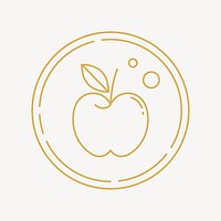 Apple icon badge, health & wellness line art illustration vector