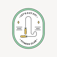 Fitness club logo badge, line art design vector