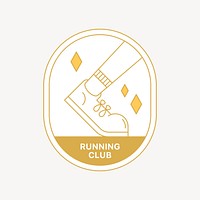 Running club logo badge, gold line art design vector