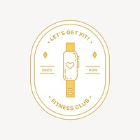 Fitness club logo badge, line art design vector