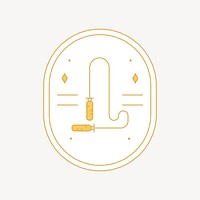 Jumping rope  logo badge, gold line art design vector