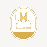 Sports bra logo badge, gold line art design vector