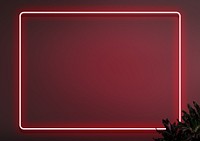 Neon red frame background, leaf border