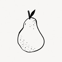Pear fruit  doodle collage element vector