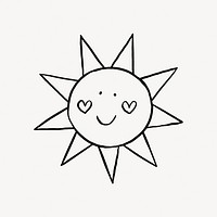 Sun doodle collage element vector