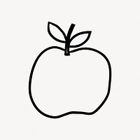 Apple doodle collage element vector