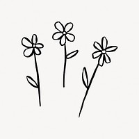 Flower doodle collage element vector