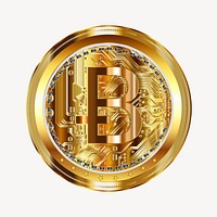 Gold bitcoin clip art vector. Free public domain CC0 image.