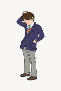 Japanese boy student cartoon clip art vector. Free public domain CC0 image.