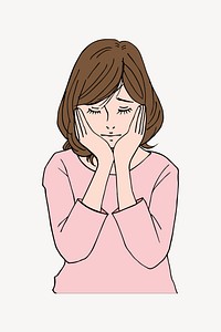 Sad woman cartoon clipart. Free public domain CC0 image.