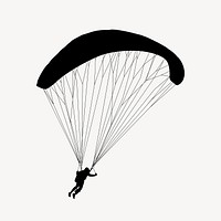Parachute man landing clip art vector. Free public domain CC0 image.