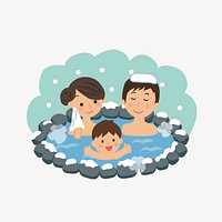 Family onsen bath clipart. Free public domain CC0 image.