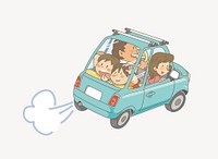 Family trip car clip art vector. Free public domain CC0 image.