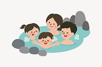 Family onsen bath clipart. Free public domain CC0 image.