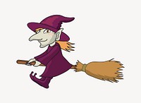 Witch on broomstick clip art vector. Free public domain CC0 image.
