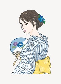 Japanese woman animation clip art vector. Free public domain CC0 image.