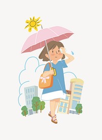 Woman holding umbrella clipart. Free public domain CC0 image.