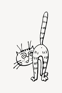 Frightened cat illustration. Free public domain CC0 image.