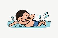 Little boy swimming illustration psd. Free public domain CC0 image.
