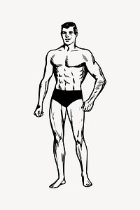Muscle man collage element vector. Free public domain CC0 image.