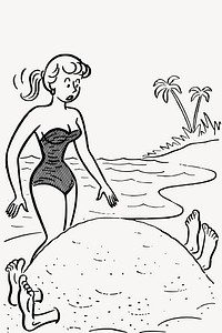 Woman on the beach clipart vector. Free public domain CC0 image.