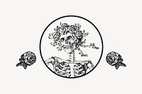 Human bone with rose clipart vector. Free public domain CC0 image.
