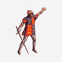 Medieval soldier illustration. Free public domain CC0 image.