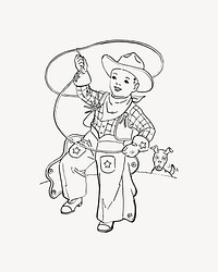 Vintage cowboy illustration, clip art. Free public domain CC0 image.