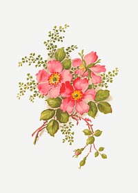 Pink vintage flower clip art psd. Free public domain CC0 image.