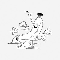Sleeping banana clipart, illustration vector. Free public domain CC0 image.
