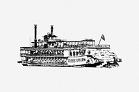 Cruise ship illustration, clip art. Free public domain CC0 image.