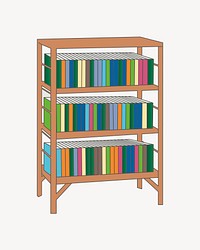 Bookshelf clipart, illustration vector. Free public domain CC0 image.