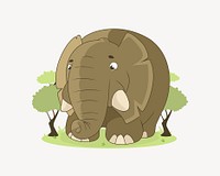 Elephant illustration, clip art. Free public domain CC0 image.