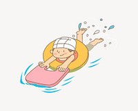 Child swimming clipart, illustration vector. Free public domain CC0 image.