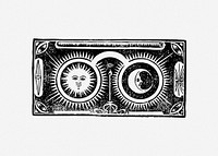 Vintage sun moon clipart vector. Free public domain CC0 image.