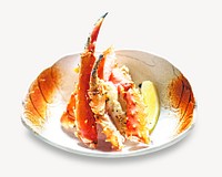 King crab legs image, food photo on white