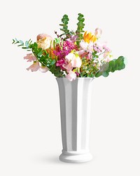 Vase flower arrangement  isolated image on white